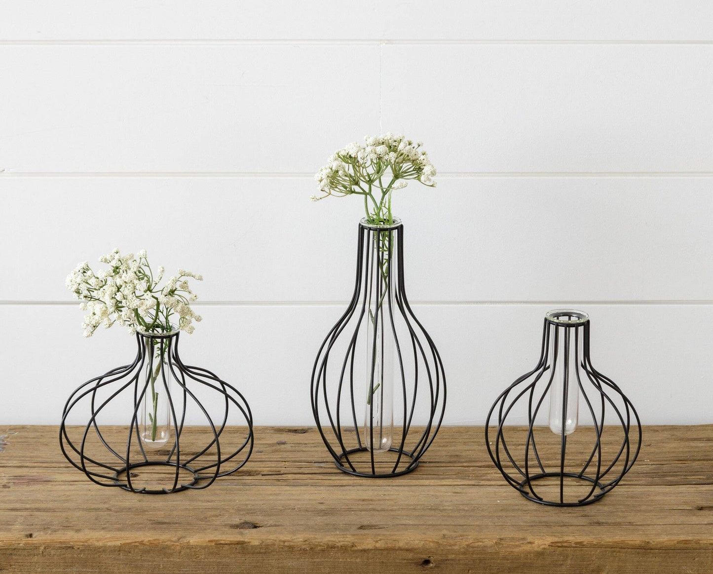 Stem Vases With Black Metal Frames (Pk/3 Ast) | SALE