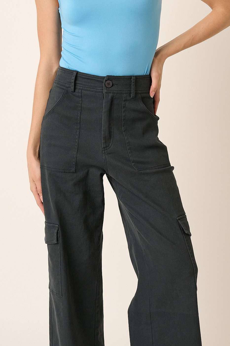 CARGO WIDE LEG HIGH WAISTED PANTS