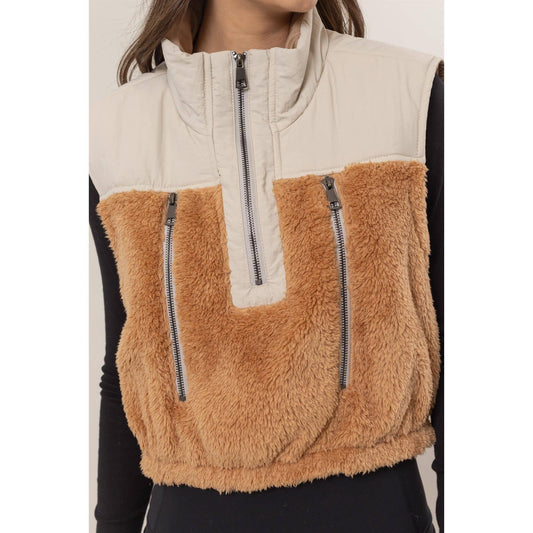 Faux Shearling Half-Zip Vest