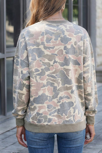 Retro Camouflage Print Womens Casual T Shirt S-4X