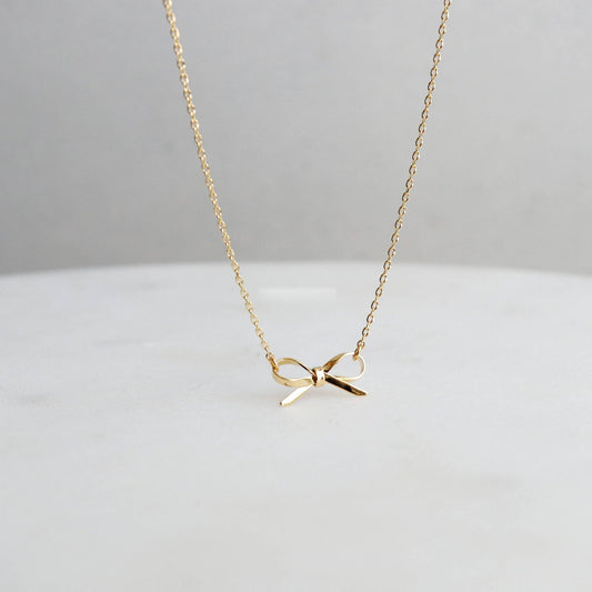 18K STAINLESS STEEL TARNISH FREE BOW NECKLACE