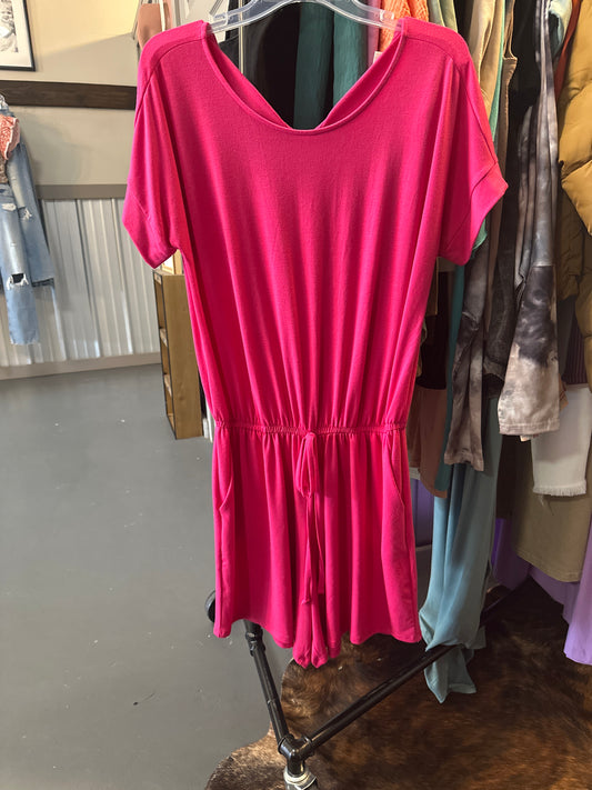 pink and dark blue zenana rompers