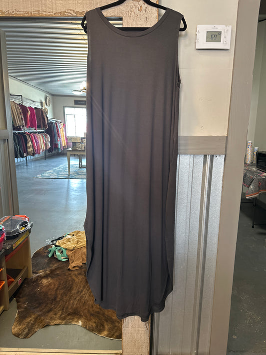 curvy grey basic tank dress