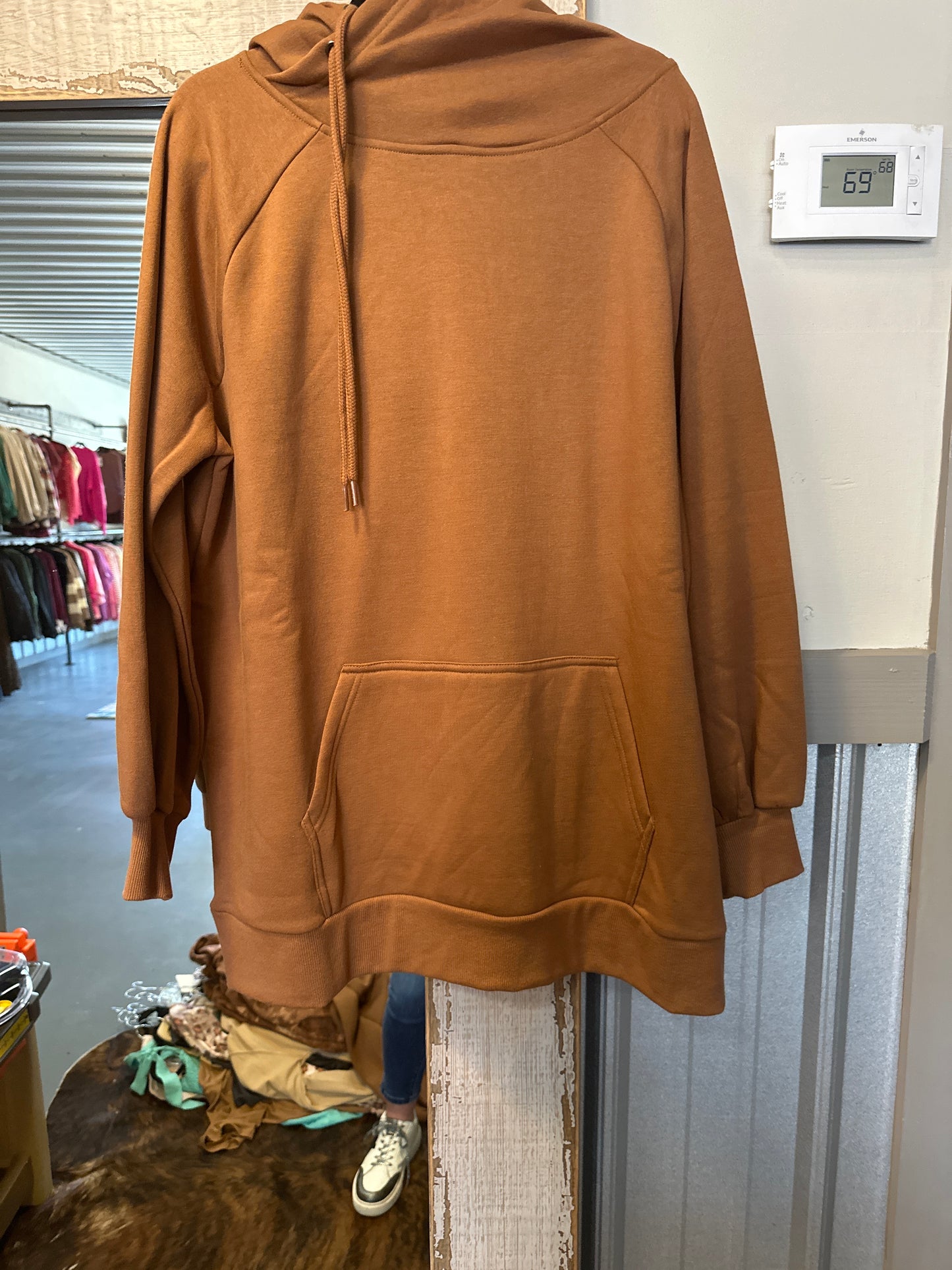 plus size dark camel hoodie